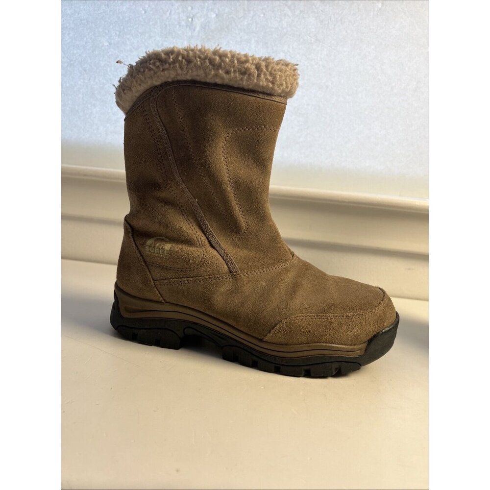 Sorel Waterfall Suede Leather Boots Women 8 NL1964-250 Tan Insulated‎ Waterproof